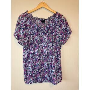 Torrid colorful skull banded waist flower print chiffon blouse